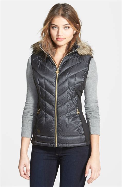 michael kors faux fur trim vest